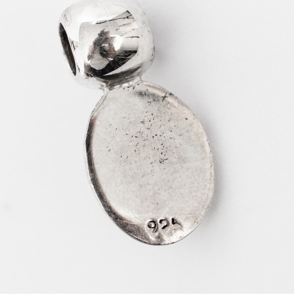 Vintage minimalist oval sterling silver pendant black onyx stone southwestern - Picture 15 of 15